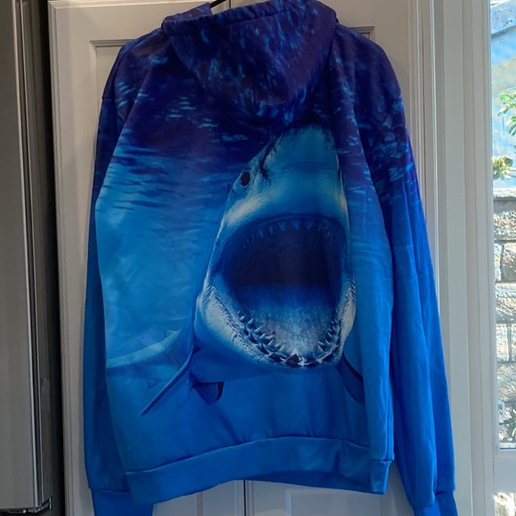 Shark Graphic Print Hoodie Sweatshirt Long Sleeve Cotton Pullover w/Pockets XXL - Picture 4 of 11